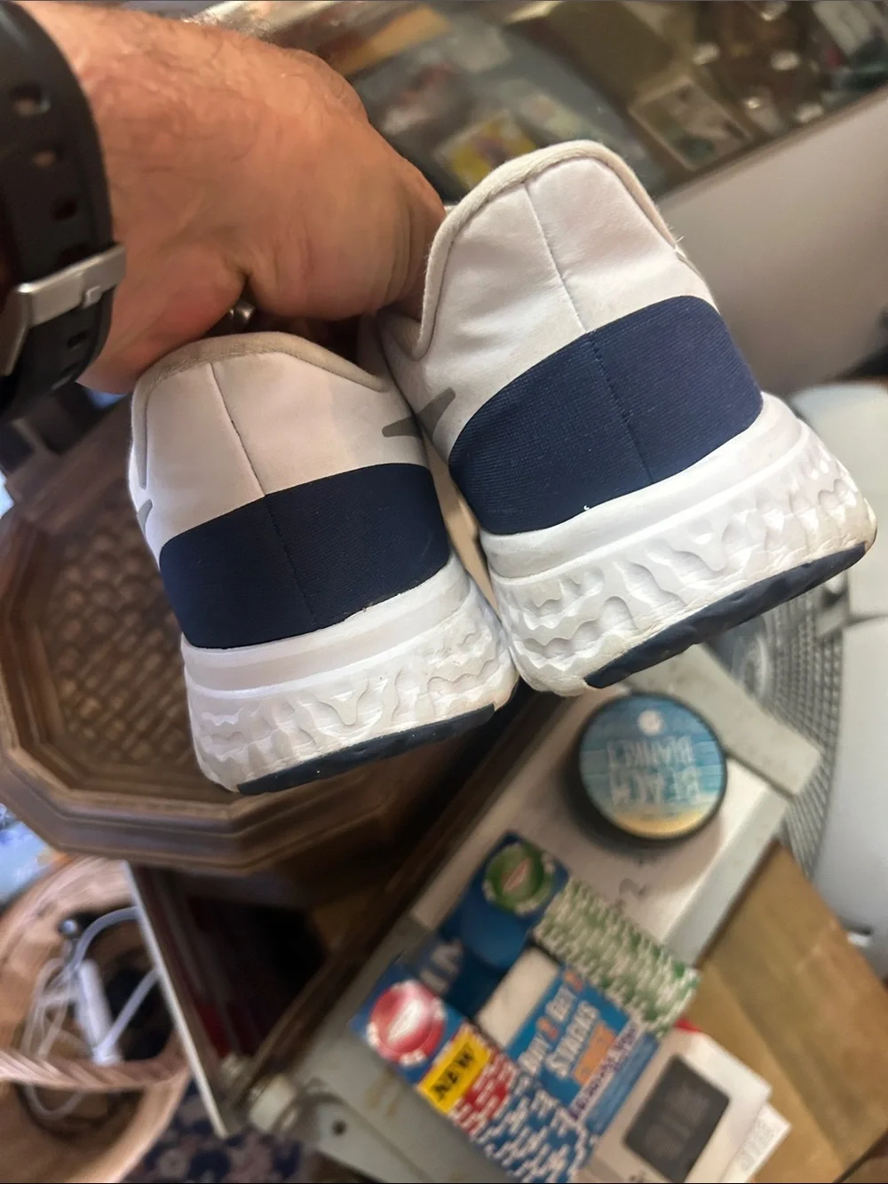 Nike White and Gray Mesh Trainer Sneakers